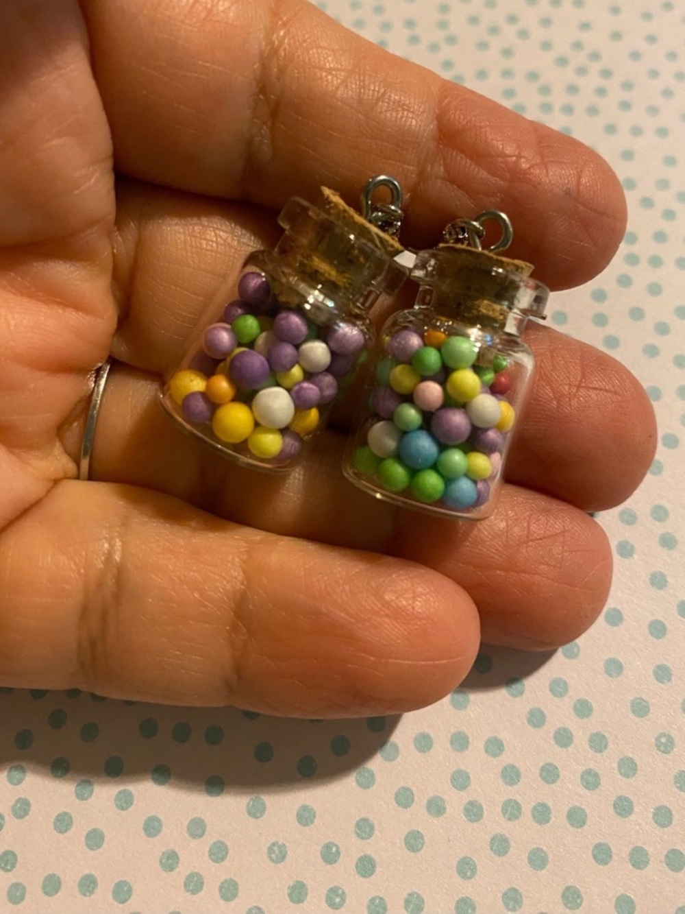 Candy  Jar Earrings with Pastel Bead Fill - Women Jewelry